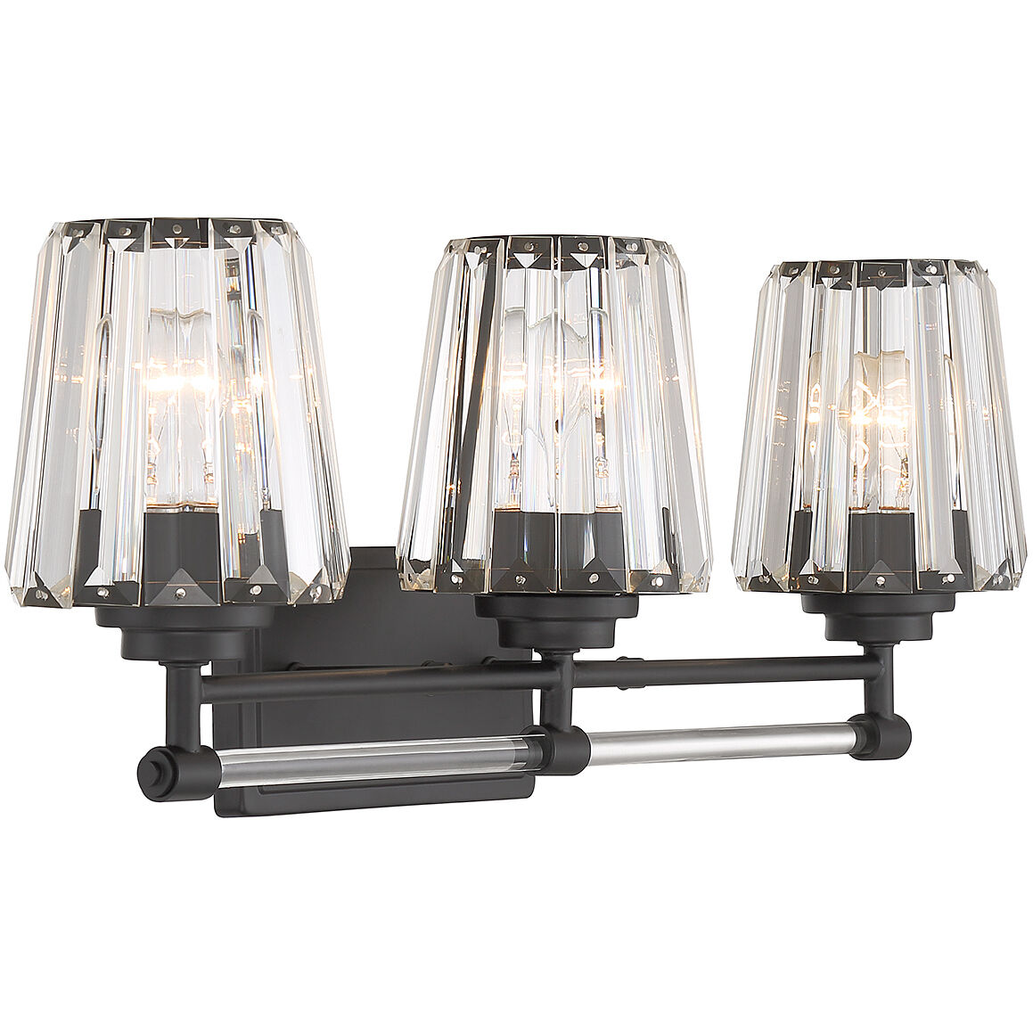 Garnet 3 Light 24 inch Black Bathroom Vanity Light Wall Light