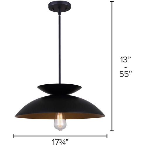 Ziva 1 Light 18 inch Matte Black Pendant Ceiling Light