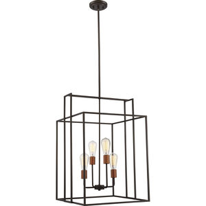 Lake 4 Light 19 inch Bronze and Copper Accents Pendant Ceiling Light, Square