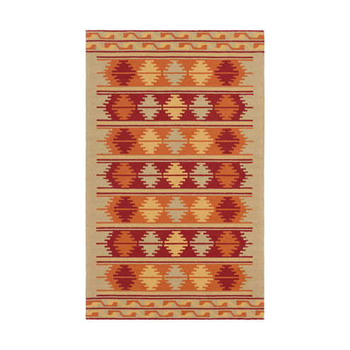 Esther 96 X 60 inch Moss/Burnt Orange/Dark Red/Bright Yellow Outdoor Rug, Rectangle