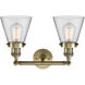 Franklin Restoration Small Cone LED 16 inch Antique Brass Bath Vanity Light Wall Light in Clear Glass, Franklin Restoration