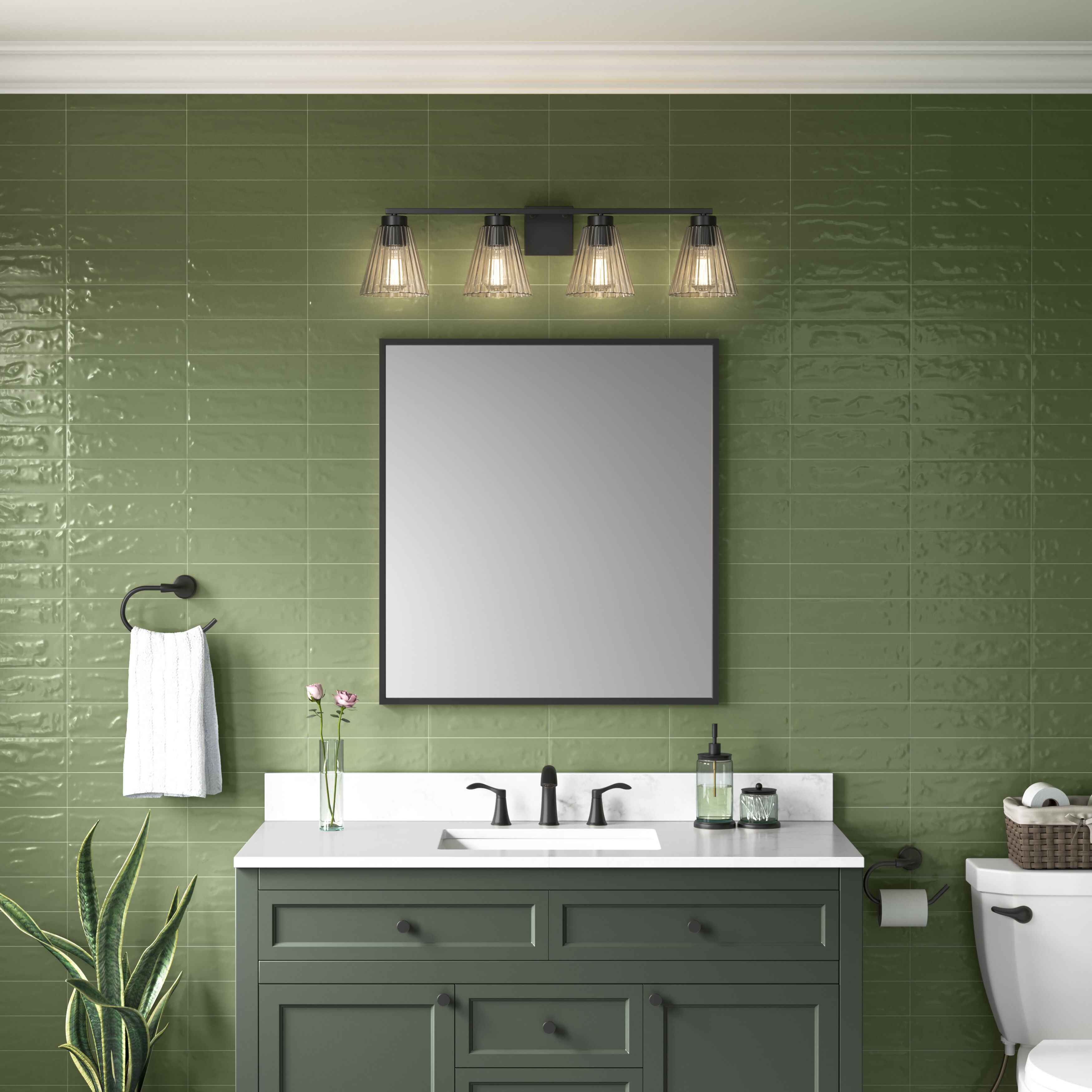 Riville 4 Light 31.75 inch Matte Black Bathroom Vanity Light Wall Light