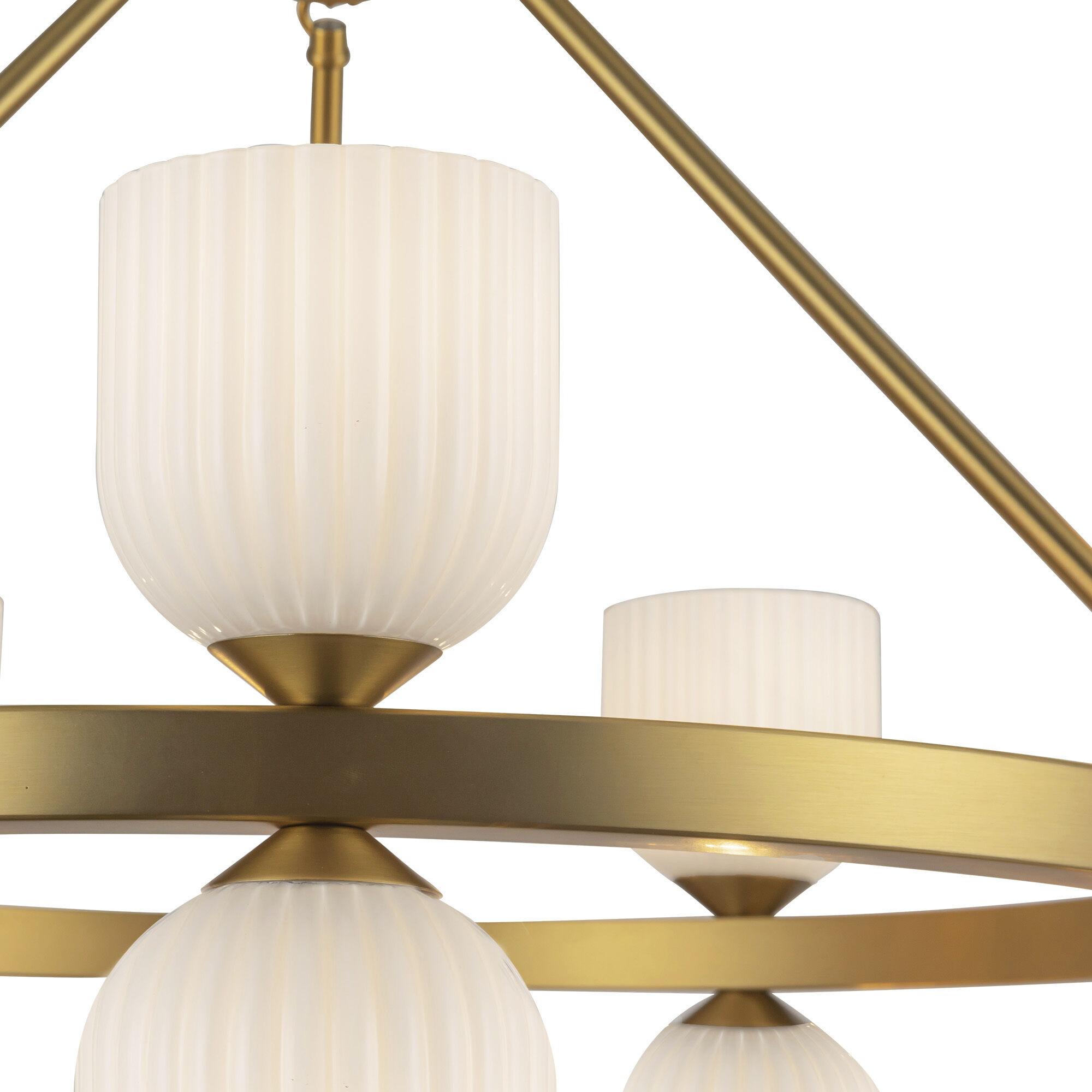 Alora Mood Nelly 10 Light 25.88 inch Brushed Gold/Glossy Ribbed Opal Glass Chandelier Ceiling Light in Glossy Opal Ribbed Glass Shade