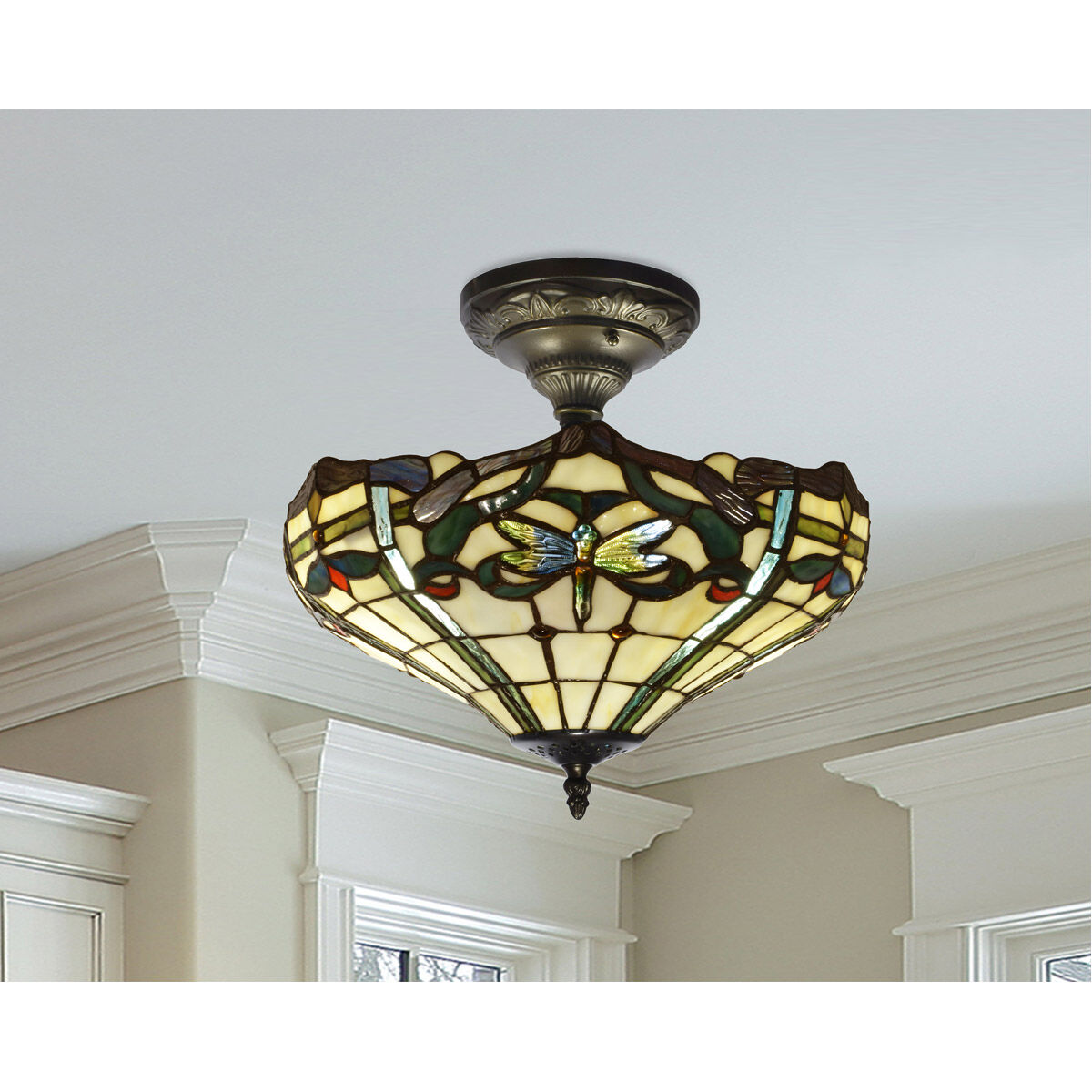 Evelyn 2 Light 14 inch Antique Bronze Flush Mount Ceiling Light