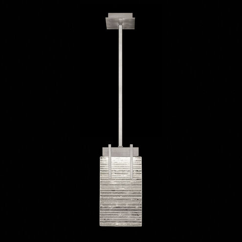 Terra 2 Light 7.75 inch Silver Pendant Ceiling Light in Rake Cast Glass
