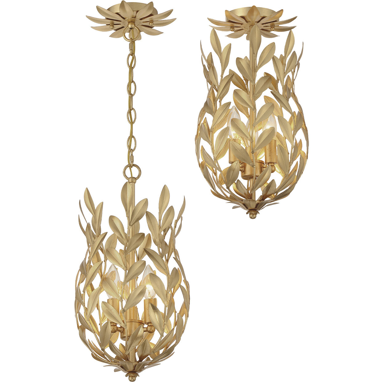 Broche 3 Light 9.5 inch Antique Gold Mini Pendant Ceiling Light