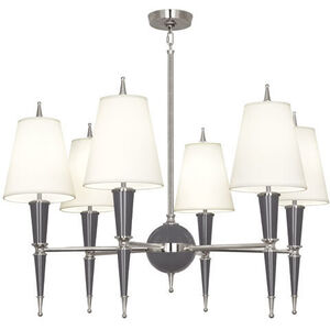 Jonathan Adler Versailles 6 Light 15 inch Ash Lacquer with Polished Nickel Chandelier Ceiling Light in Ascot White