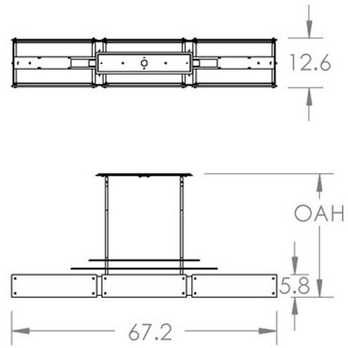 Urban Loft LED Graphite Linear Pendant Ceiling Light in 3000K LED, Bronze Granite, Parallel