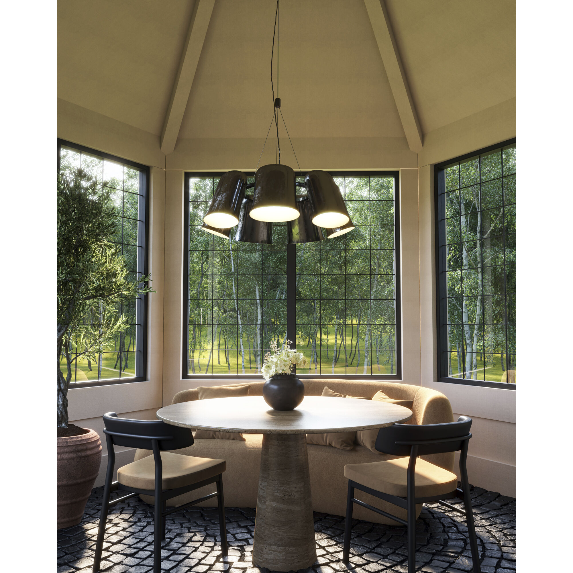 Bell LED 19.38 inch Glossy Black Chandelier Ceiling Light