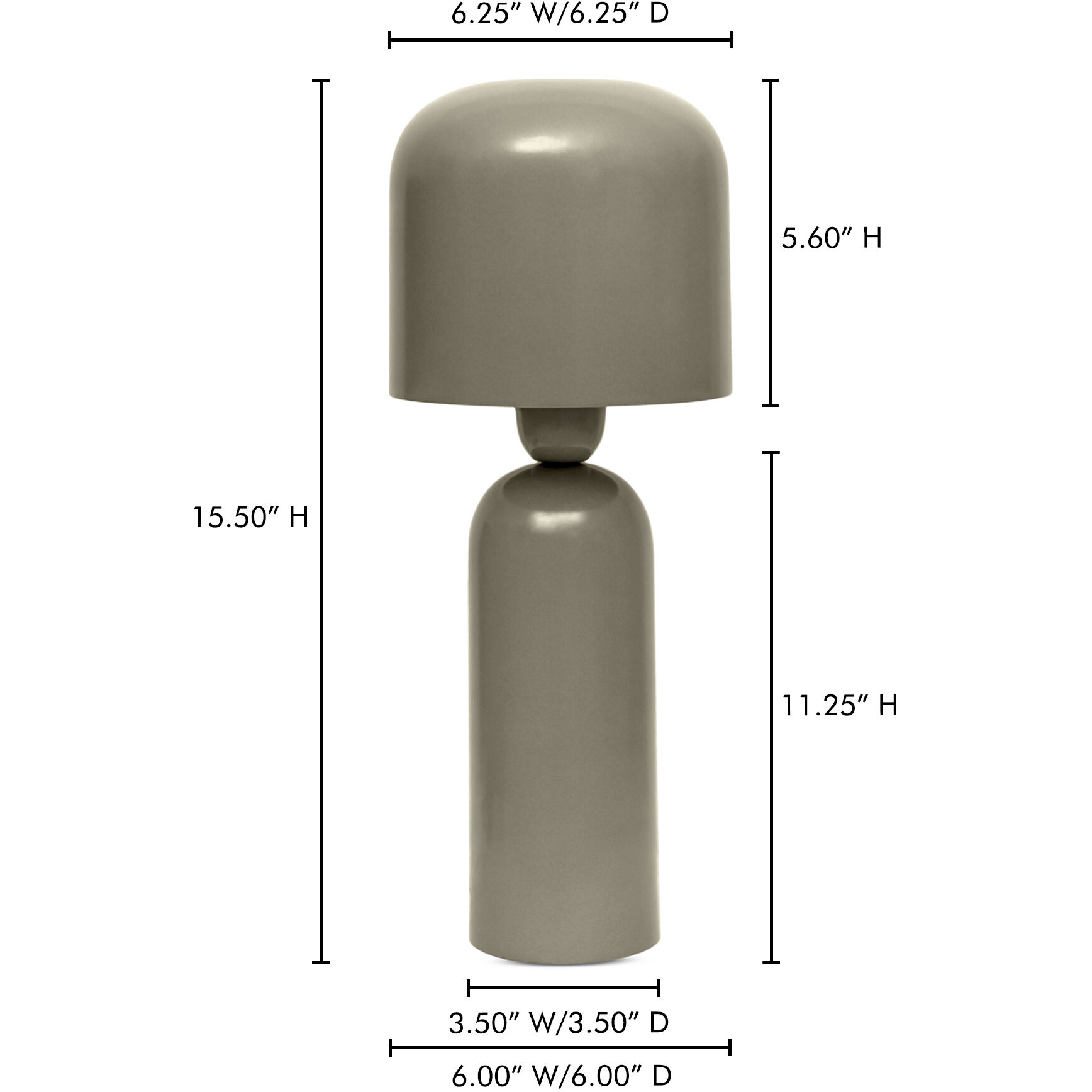 Echo 15.5 inch 6.00 watt Grey Table Lamp Portable Light