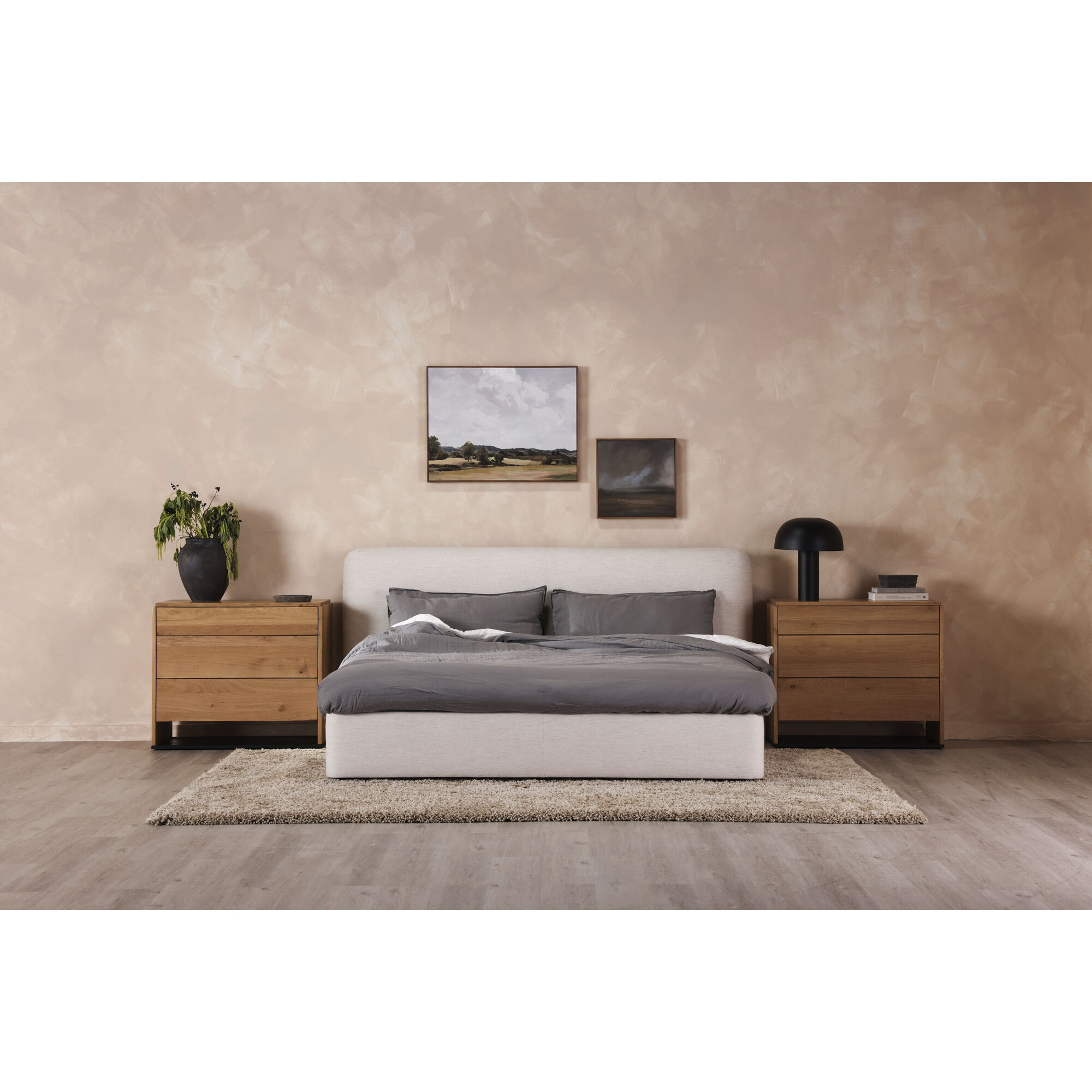 Samara Linen Bed in Beige, King