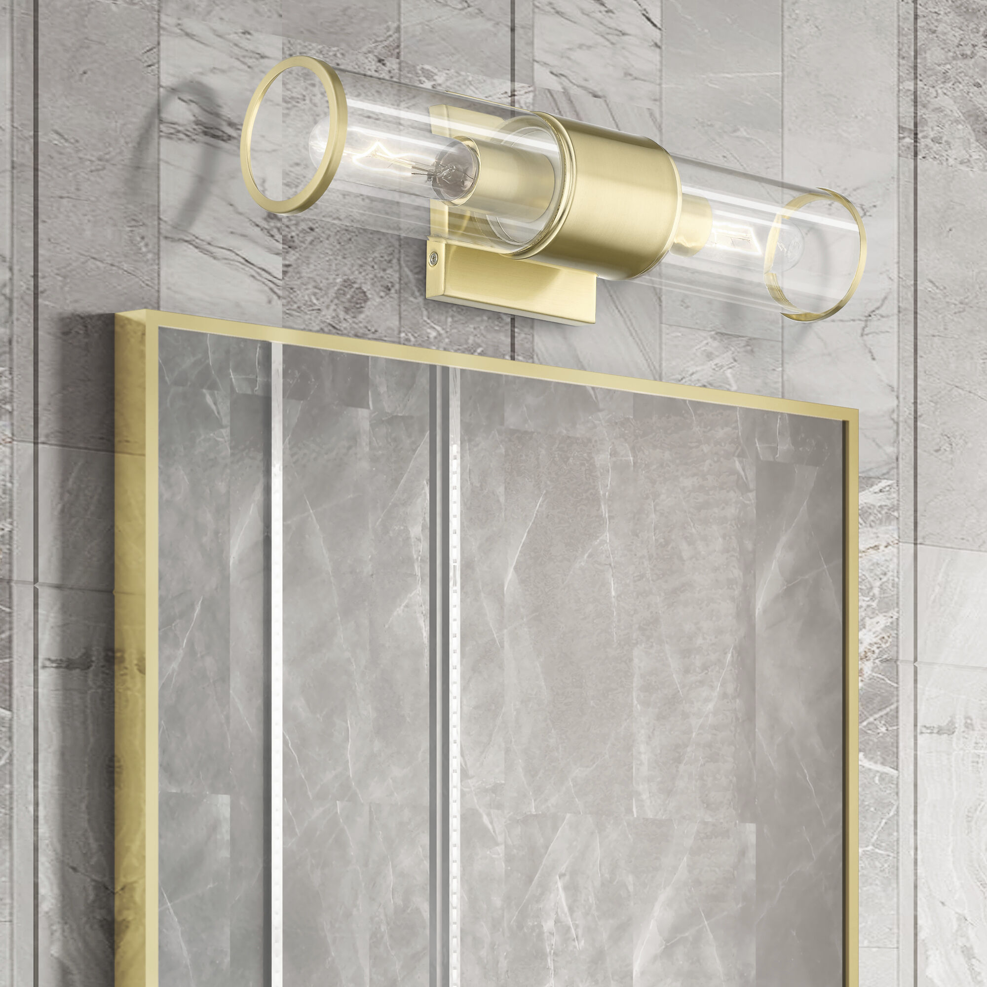 Quincy 2 Light 16 inch Satin Brass Vanity Sconce Wall Light