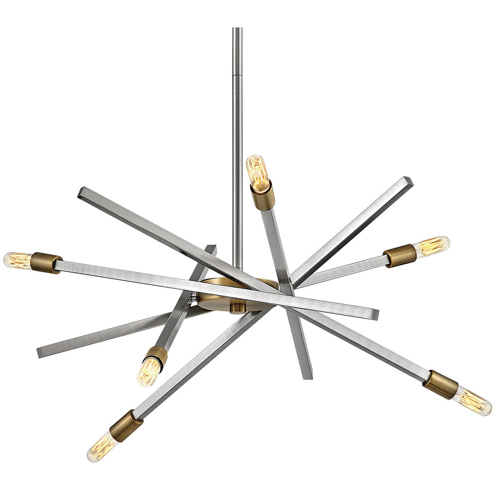 Archer 6 Light 26 inch Brushed Nickel with Brushed Bronze Indoor Chandelier Ceiling Light