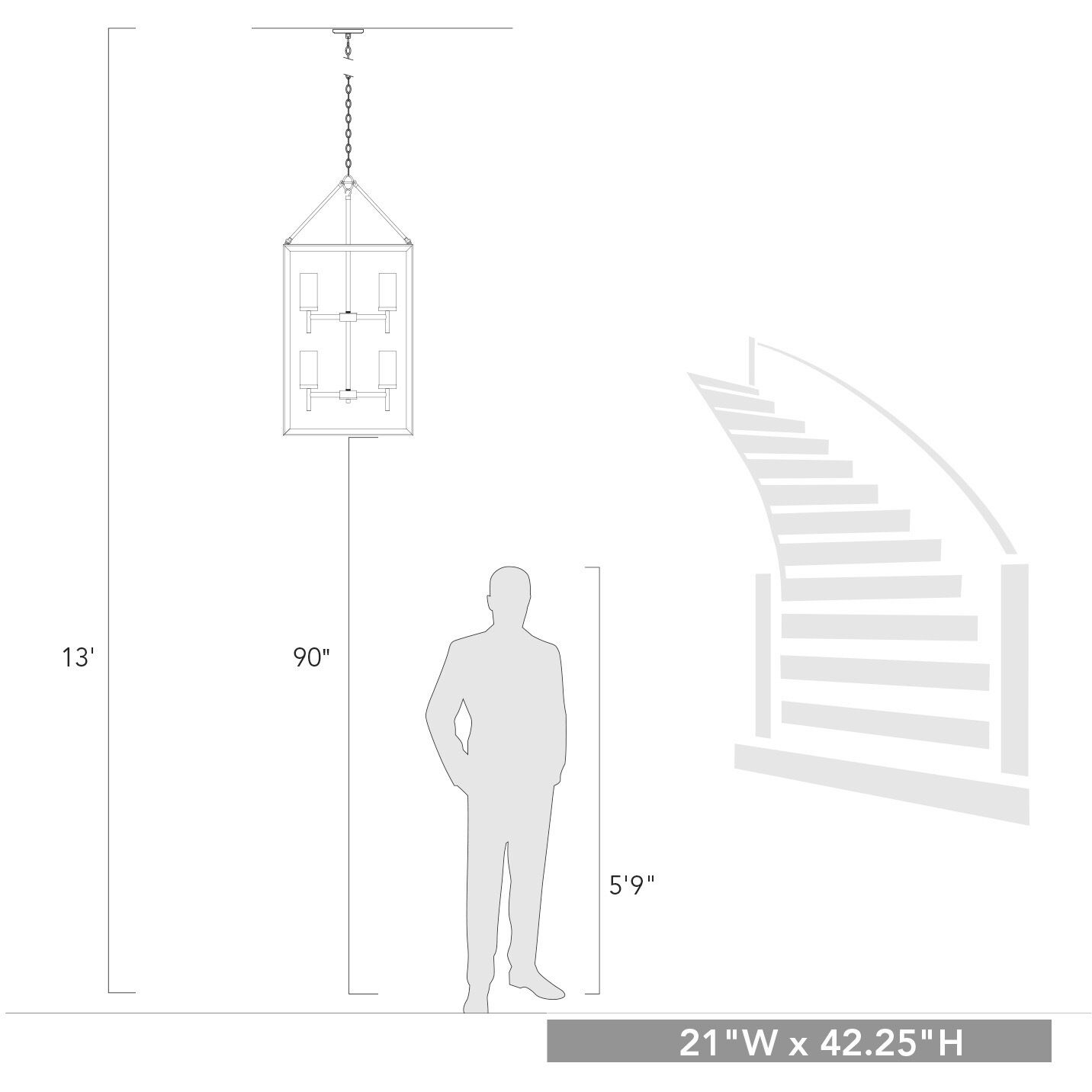 Smyth Pendant Ceiling Light in Gunmetal Bronze, Clear Glass, Caged