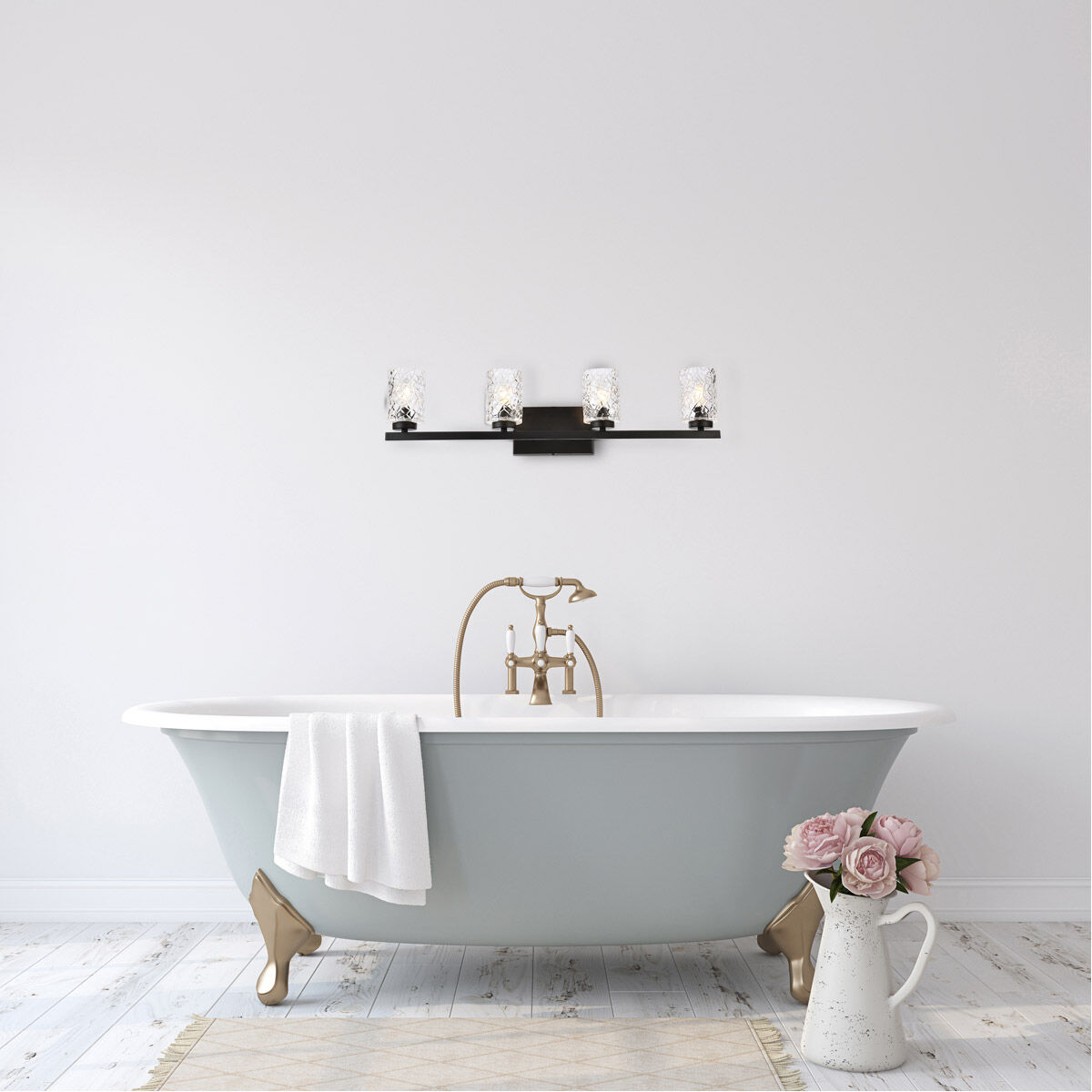 Cassie 4 Light 32 inch Black Bath Sconce Wall Light