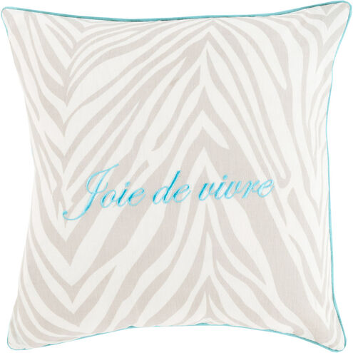 Joie de Vivre 18 inch Ivory, Light Gray, Aqua Pillow Kit