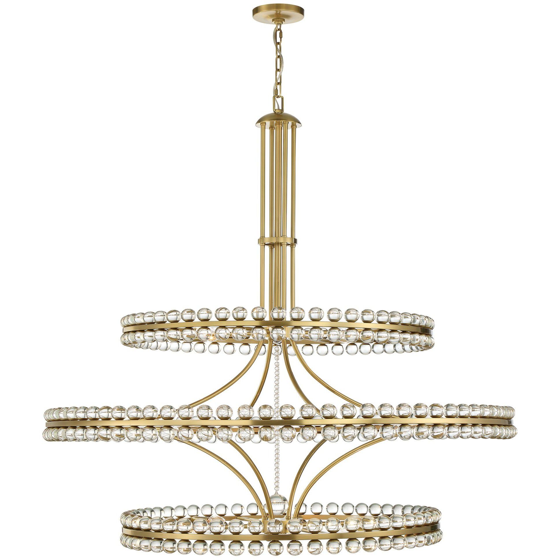 Clover 24 Light 48 inch Aged Brass Chandelier Ceiling Light