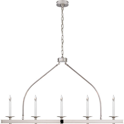 Chapman & Myers Launceton 5 Light 52 inch Polished Nickel Linear Pendant Ceiling Light, Large