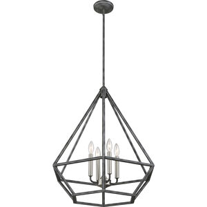 Orin 4 Light 24 inch Iron Black and Brushed Nickel Accents Pendant Ceiling Light