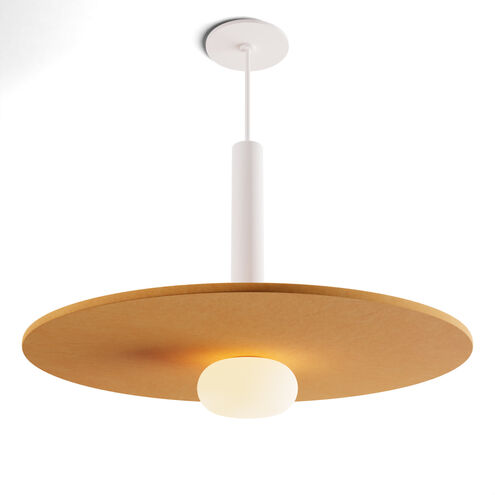 Combi LED 20 inch Matte White Pendant Ceiling Light in Matte White with Mustard, Suspension / Flush Mount 2-in-1