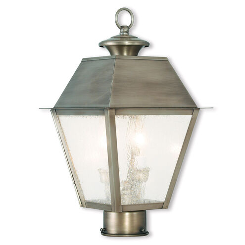 Mansfield 2 Light 17 inch Vintage Pewter Outdoor Post Top Lantern