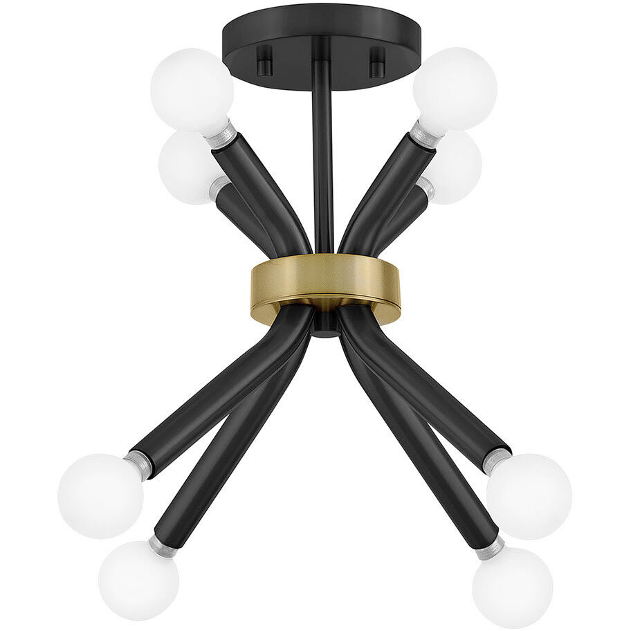 Axton 8 Light 12.5 inch Black with Lacquered Brass Convertible Pendant Ceiling Light