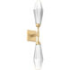 Aalto LED 4.5 inch Gilded Brass Indoor Sconce Wall Light in Optic Rib Clear, 2700K LED, Double