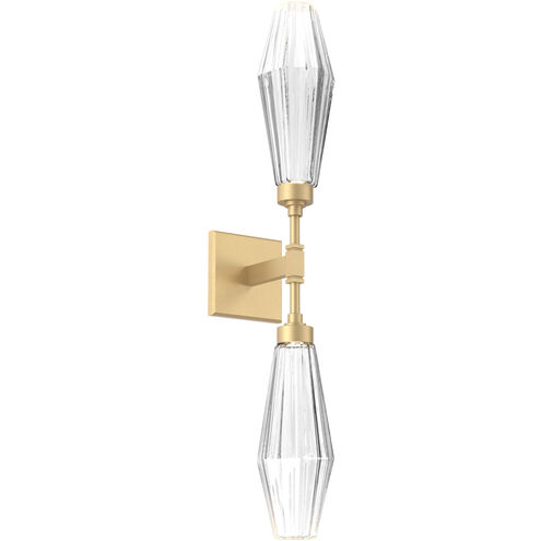 Aalto LED 4.5 inch Gilded Brass Indoor Sconce Wall Light in Optic Rib Clear, 2700K LED, Double
