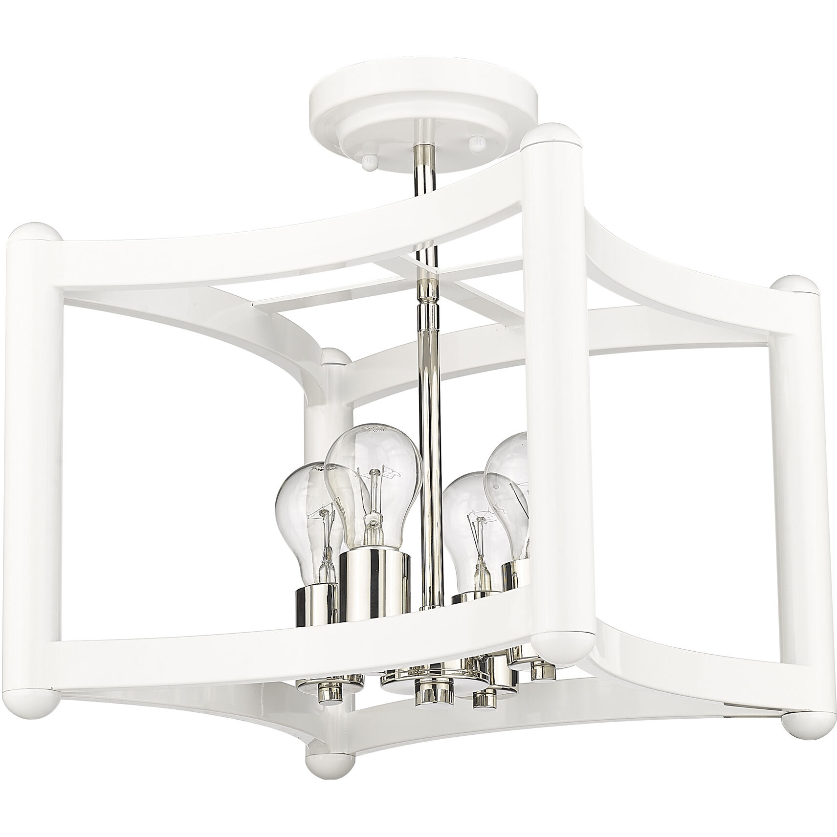 Coyle 4 Light 14 inch White with Polished Nickel Cluster Pendant Ceiling Light