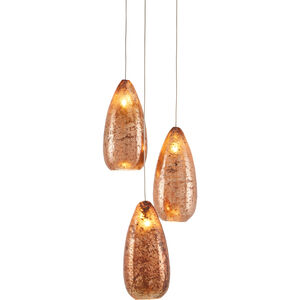 Rame 3 Light 8 inch Copper/Silver/Painted Silver Multi-Drop Pendant Ceiling Light