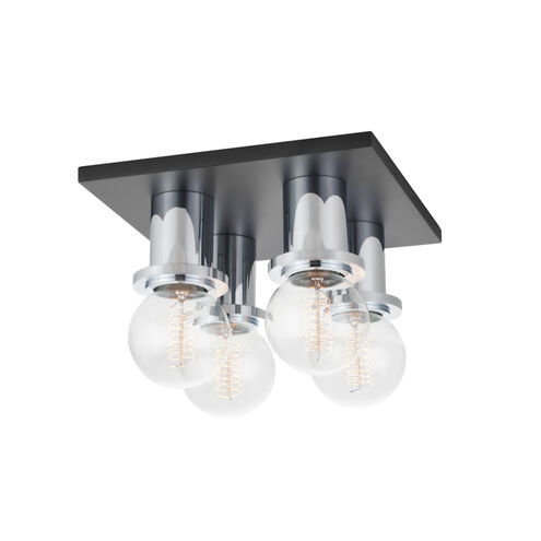 Brandi 4 Light 9.25 inch Polished Chrome/Soft Black Flush Mount Ceiling Light