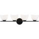 Uptowne 4 Light 26.75 inch Black Bath Vanity Light Wall Light in Black and Opal Glass