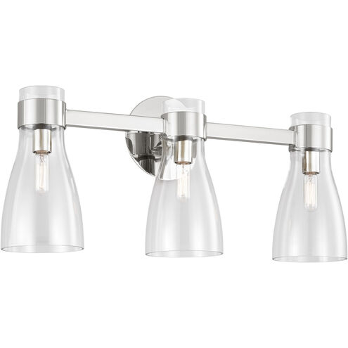 AERIN Moritz 3 Light 24 inch Polished Nickel Bath Vanity Wall Sconce Wall Light in Clear Glass