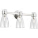 AERIN Moritz 3 Light 24 inch Polished Nickel Bath Vanity Wall Sconce Wall Light in Clear Glass