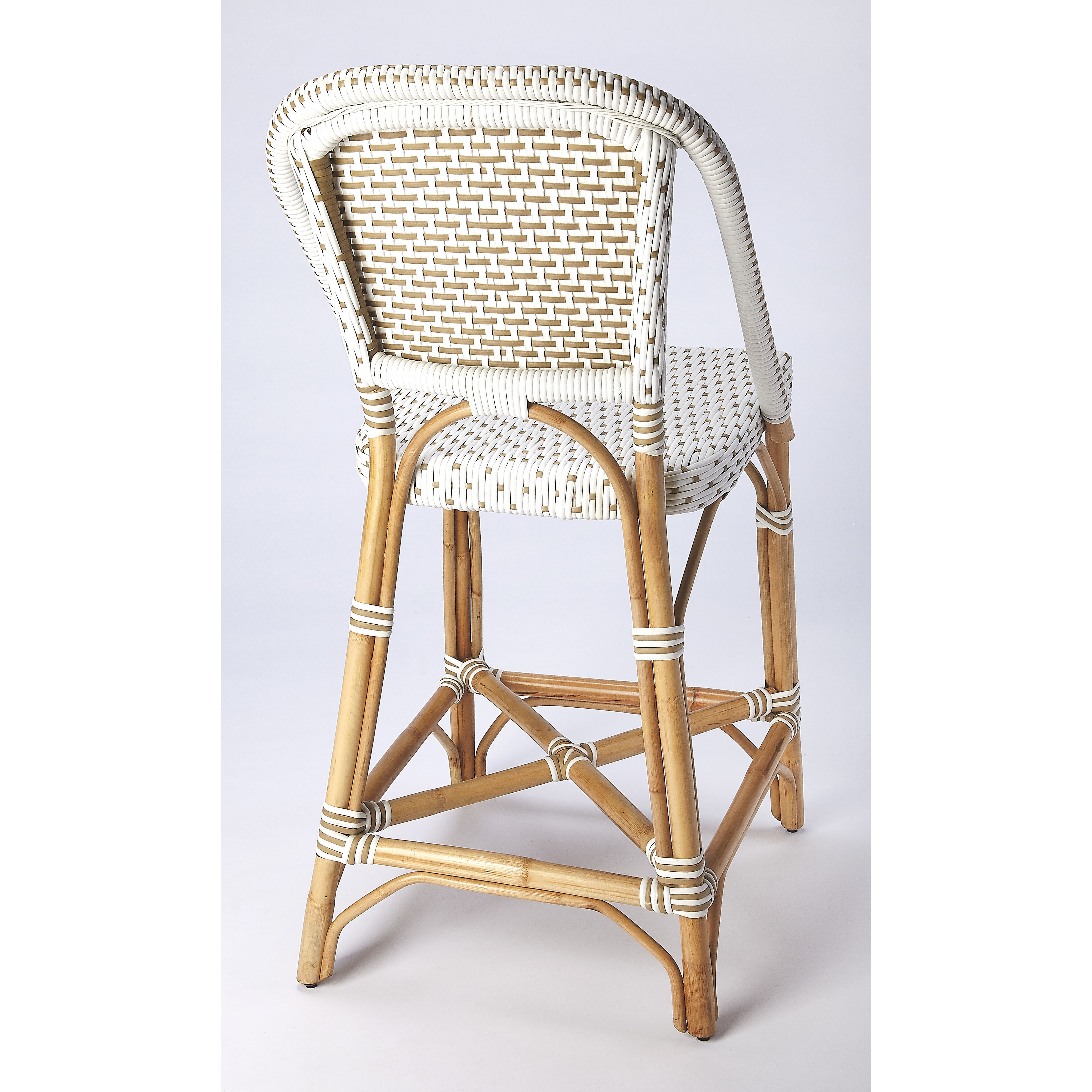 Designer'S Edge Solstice White &  Tan Rattan 41 inch Barstool