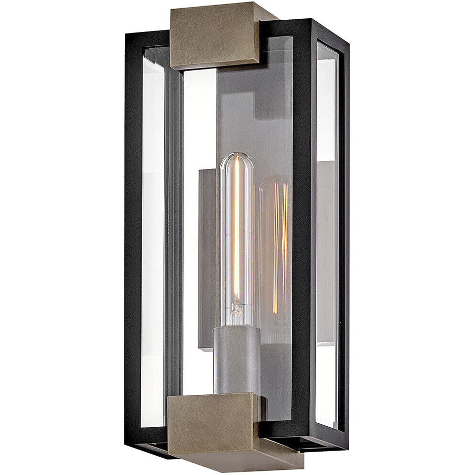 Bergen 1 Light 15 inch Black with Burnished Bronze Outdoor Wall Mount Lantern