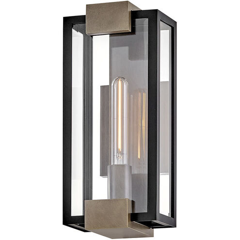 Bergen 1 Light 15 inch Black with Burnished Bronze Outdoor Wall Mount Lantern