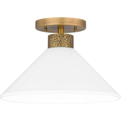 Ira 1 Light 14 inch Weathered Brass Semi-Flush Mount Ceiling Light