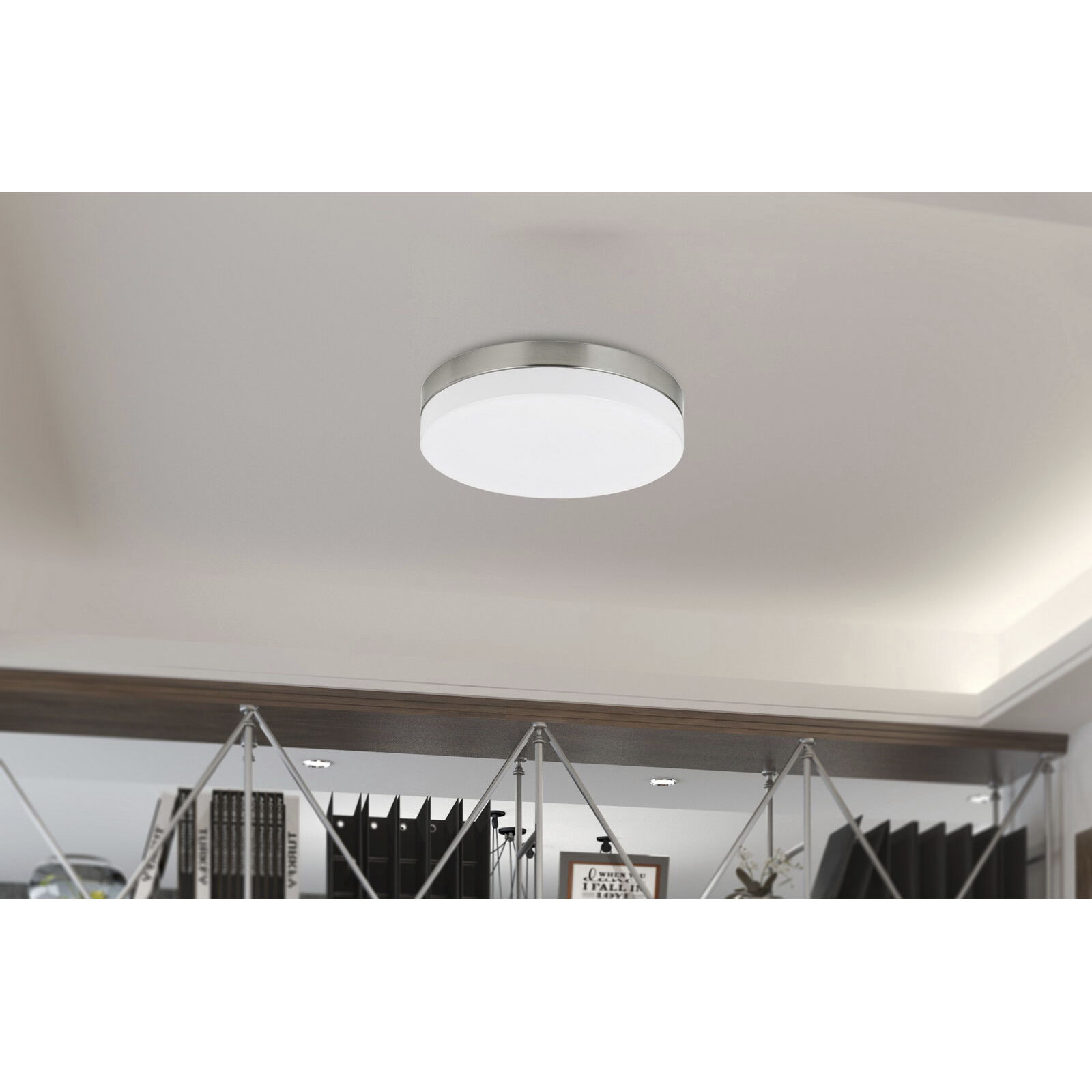 Signature 1 Light 14 inch Brushed Steel Flush Mount Ceiling Light