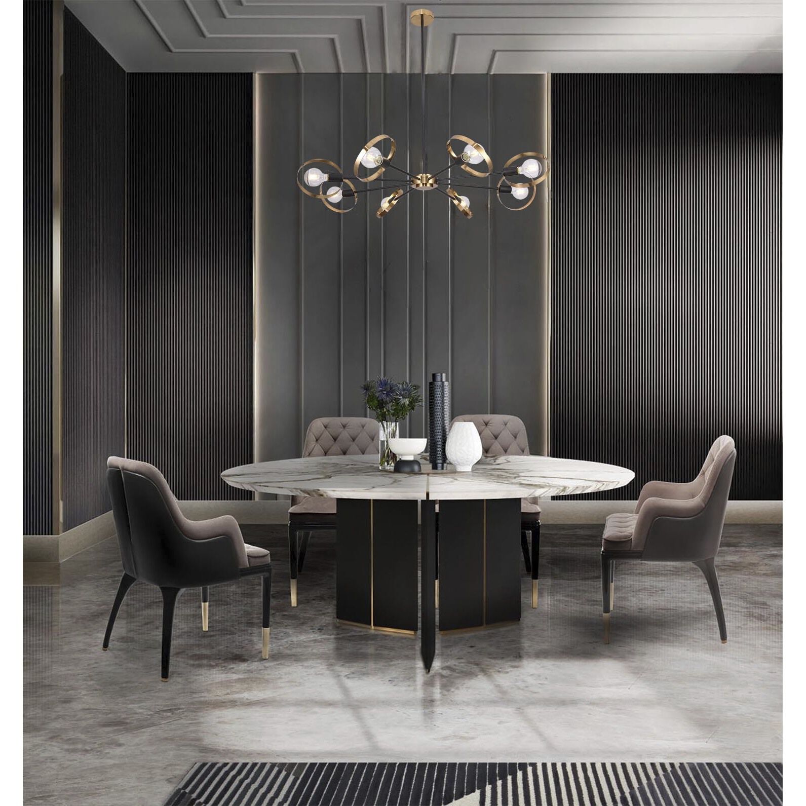 Canada 8 Light 43.3 inch Black and Brushed Brass Chandelier Ceiling Light