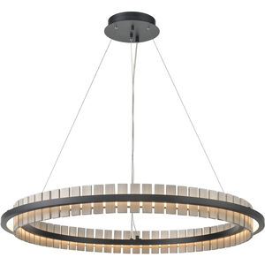 Hugo LED 36 inch Matte Black and Sunbleached Oak Pendant Ceiling Light