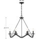 Transitional 6 Light 28 inch Matte Black Chandelier Ceiling Light
