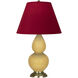 Small Double Gourd 22.75 inch 150.00 watt Sunset Yellow Glazed Ceramic with Antique Brass Accent Lamp Portable Light in Rose Red with Ink Black