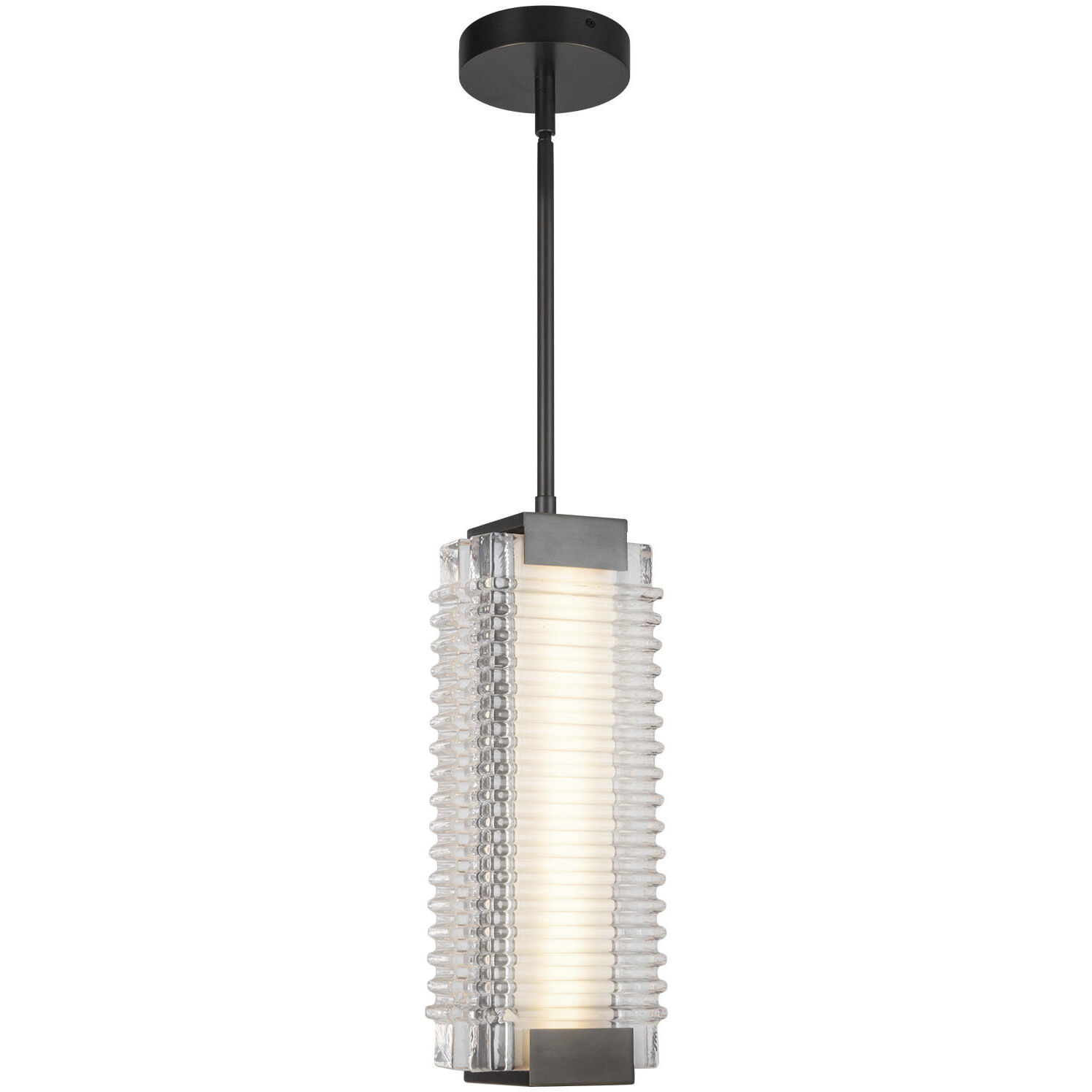 Alai LED 4.13 inch Urban Bronze/Ribbed Glass Pendant Ceiling Light