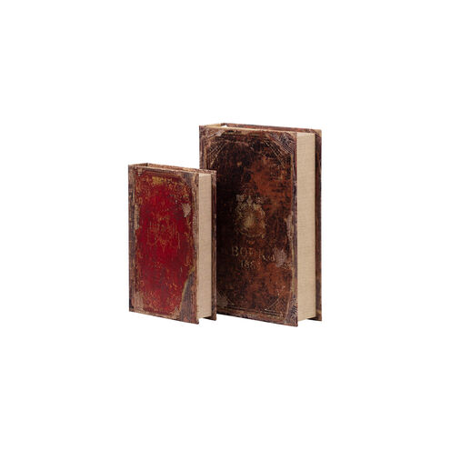Antique 9 inch Brown and Multi-Color Book Box, Set of 6