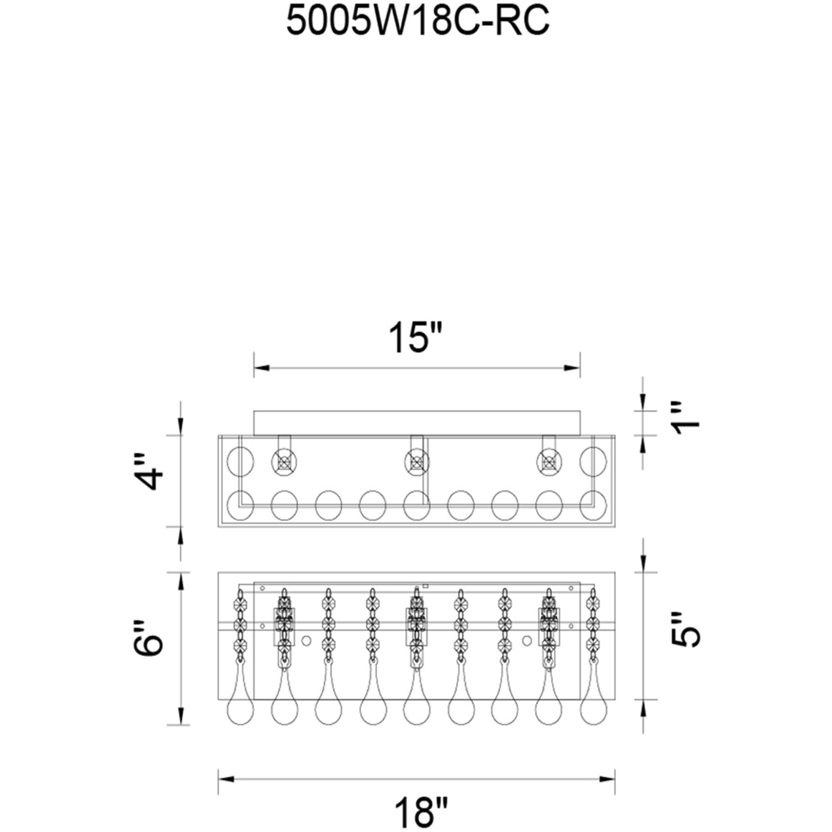 Water Drop 3 Light 18 inch Chrome Vanity Light Wall Light