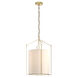 Bow 3 Light 19 inch Modern Brass Pendant Ceiling Light in Natural Linen, Tall