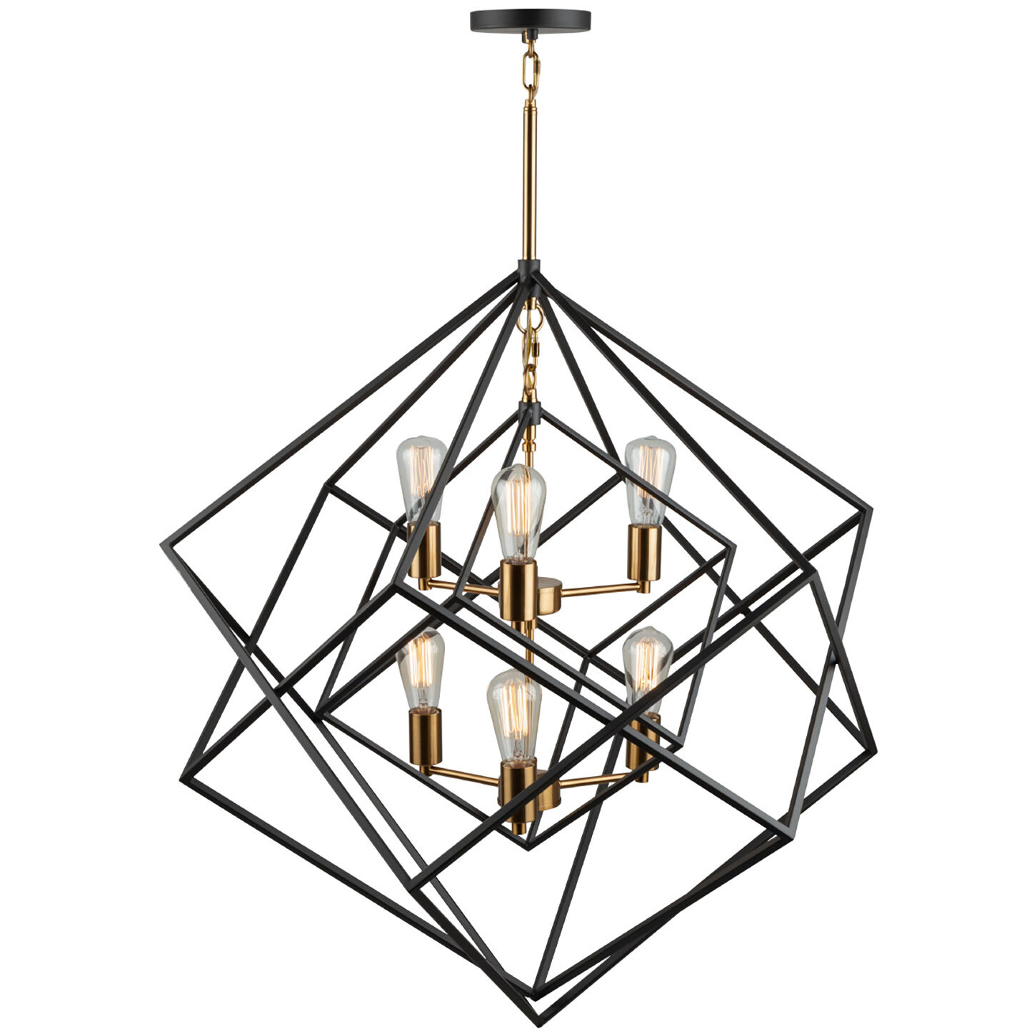 Artistry LED 32 inch Matte Black and Harvest Brass Chandelier Ceiling Light
