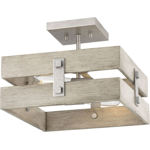 Hemsworth 2 Light 13.5 inch Galvanized Semi-Flush Mount Ceiling Light