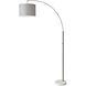 Bowery 100.00 watt Brushed Steel Arc Lamp Portable Light in Grey Tweed-Like Linen